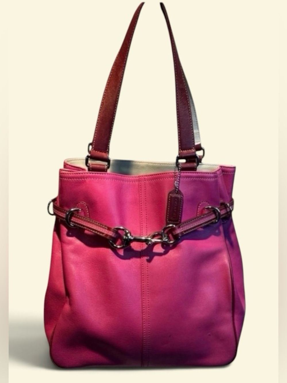 Coach Fuchsia and Burgundy Shoulder Bag